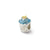 Blue Enameled Cupcake Charm Bead in Sterling Silver