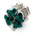 Sterling Silver Green Swarovski Elements Clover Bead Charm hide-image