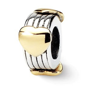 Sterling Silver & Gold Plated Heart Bead Charm hide-image