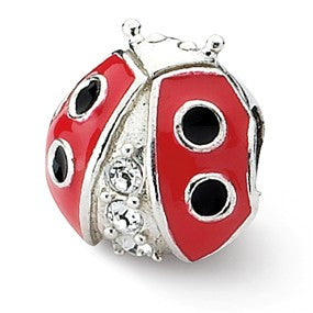 Sterling Silver Ladybug w/Swarovski Elements Bead Charm hide-image