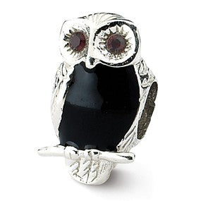 Sterling Silver Enameled Wise Owl Bead Charm hide-image