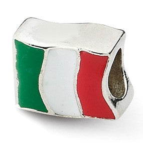Sterling Silver Italy Flag Bead Charm hide-image
