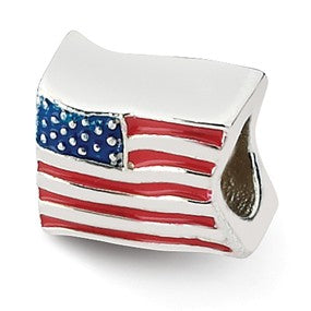 Sterling Silver USA Flag Bead Charm hide-image