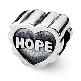 Sterling Silver Hope Heart Bead Charm hide-image