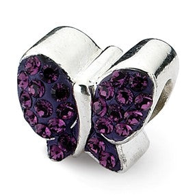 Sterling Silver Purple Swarovski Elements Butterfly Bead Charm hide-image