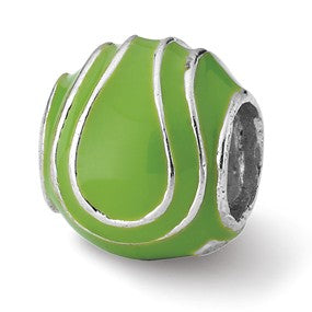 Sterling Silver Enameled Tennis Ball Bead Charm hide-image