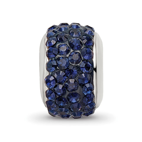 Dark Blue,Navy Full Swarovski Crystal Charm Bead in Sterling Silver