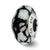 White/Black Glitter Overlay Glass Charm Bead in Sterling Silver
