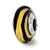 Gold/Black Stripes Italian Murano Charm Bead in Sterling Silver