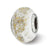 White w/Gold Foil Ceramic Charm Bead in Sterling Silver