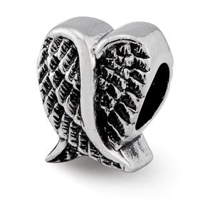 Sterling Silver Heart Shaped Wings Bead Charm hide-image