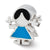 Blue Dress Girl Charm Bead in Sterling Silver