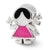 Pink Dress Girl Charm Bead in Sterling Silver