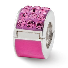 Sterling Silver Pink Swarovski Elements Bead Charm hide-image