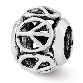 Sterling Silver Peace Sign Bead Charm hide-image