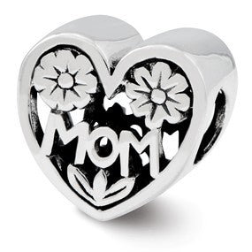 Sterling Silver Mom Heart Bead Charm hide-image