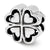 Four Leaf Heart Clover Charm Bead in Sterling Silver