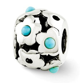 Sterling Silver Turquoise Flowers Bead Charm hide-image
