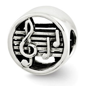 Sterling Silver Music Notes & Staff Bead Charm hide-image