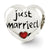 Enameled Just Married Heart Charm Bead in Sterling Silver