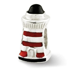 Sterling Silver Enameled Lighthouse Bead Charm hide-image
