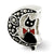 Marcasite & Enameled Cat & Moon Charm Bead in Sterling Silver