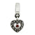 Marcasite Heart Charm Dangle Bead in Sterling Silver