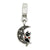 Marcasite Cat & Moon Charm Dangle Bead in Sterling Silver