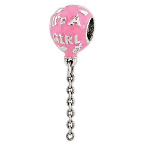 Sterling Silver Enameled It's a Girl Balloon Bead Charm hide-image