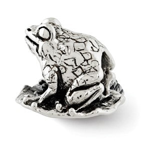 Sterling Silver Frog on Lily Pad Bead Charm hide-image