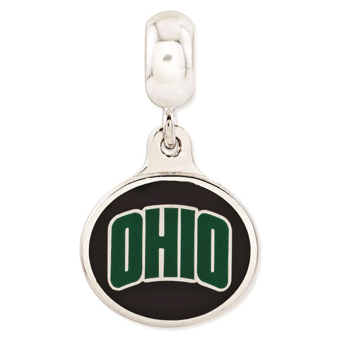 Sterling Silver Ohio University Collegiate Enameled Dangle Bead