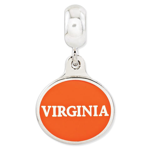 Sterling Silver University of Virginia Collegiate Enameled Dangle Bead