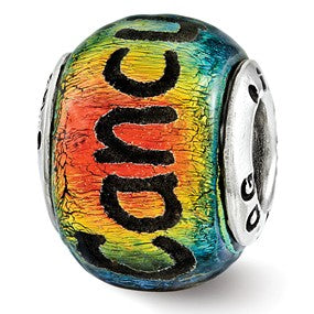Sterling Silver Cancun Orange Dichroic Glass Bead Charm hide-image