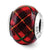 Red Plaid Overlay Italian Charm Bead in Sterling Silver