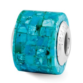Sterling Silver Turquoise Mosaic Bead Charm hide-image
