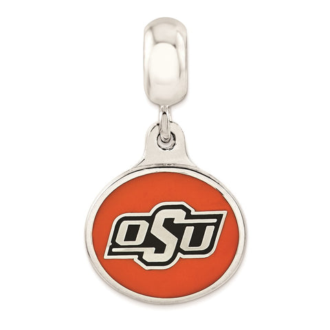 Sterling Silver Oklahoma State Univ. Collegiate Enameled Dangle Bead