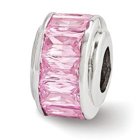 Sterling Silver Pink CZ Bead Charm hide-image
