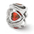 Dark Red CZ Heart Charm Bead in Sterling Silver