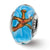 Teal Starfish Murano Glass Charm Bead in Sterling Silver