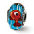 Blue Fish Murano Glass Charm Bead in Sterling Silver