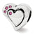 Pink Swarovski 2pc Heart Charm Bead in Sterling Silver