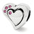 Sterling Silver Pink Swarovski 2pc Heart Bead Charm hide-image