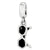 Black Enamel Sunglasses Charm Dangle Bead in Sterling Silver