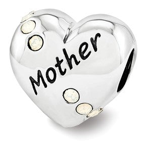Sterling Silver Swarovski Mother Heart Bead Charm hide-image
