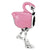 Pink Enamel Flamingo Charm Bead in Sterling Silver