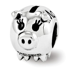 Sterling Silver Fun Money Piggy Bank Bead Charm hide-image