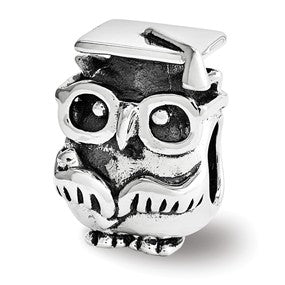 Sterling Silver Graduation Owl Bead Charm hide-image