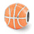 Orange Enameled Basketball Charm Bead in Sterling Silver