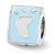 Blue Enamel 3-sided Baby Footprint Charm Bead in Sterling Silver