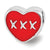 Red Enamel LOVE & XXX Heart Charm Bead in Sterling Silver